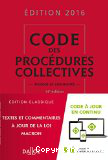 Code des procédures collectives 2016